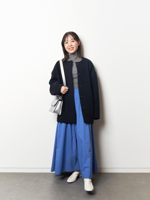 ✨美品✨PLST プラステ マンテコ ノーカラー ハーフコート 黒 M マンテコノーカラーハーフコートのコーディネート・着用イメージ｜プラステ