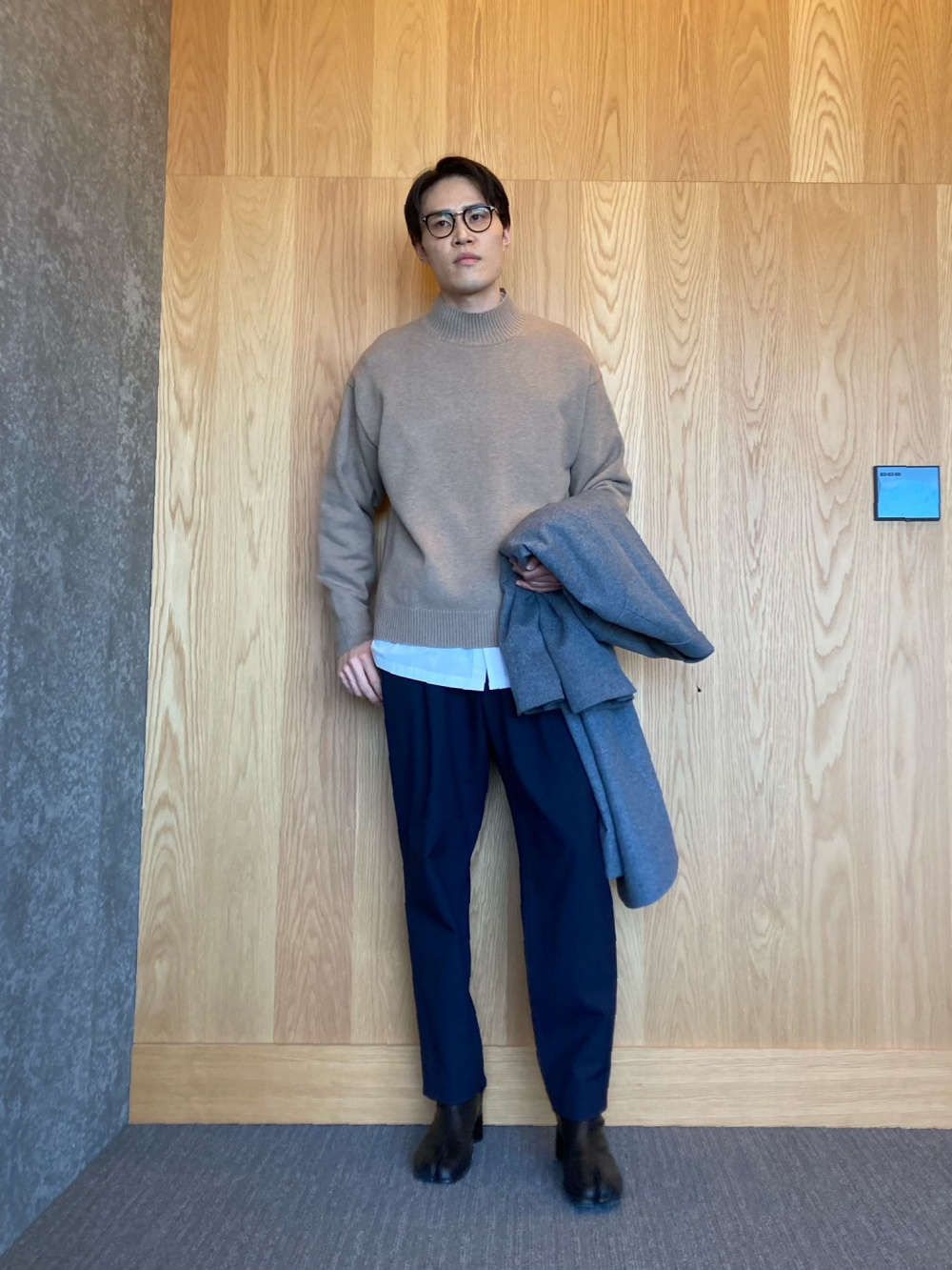 カシミヤブレンドモックネックセーター、UNIQLO and HELMUT LANG