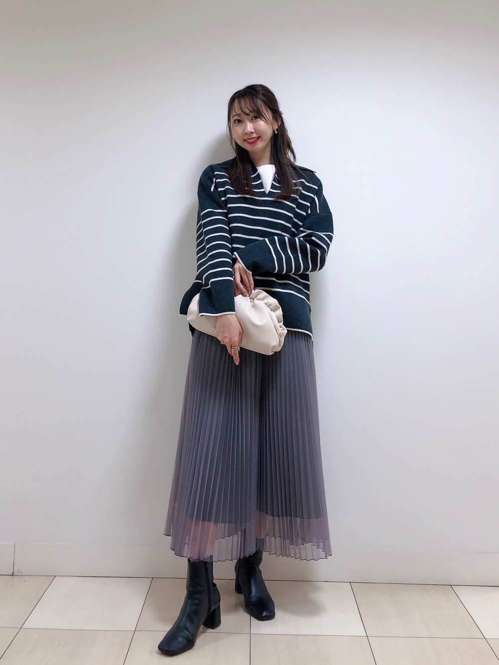 コーデュロイリラックスパンツ、ウールブレンドボーダースキッパー