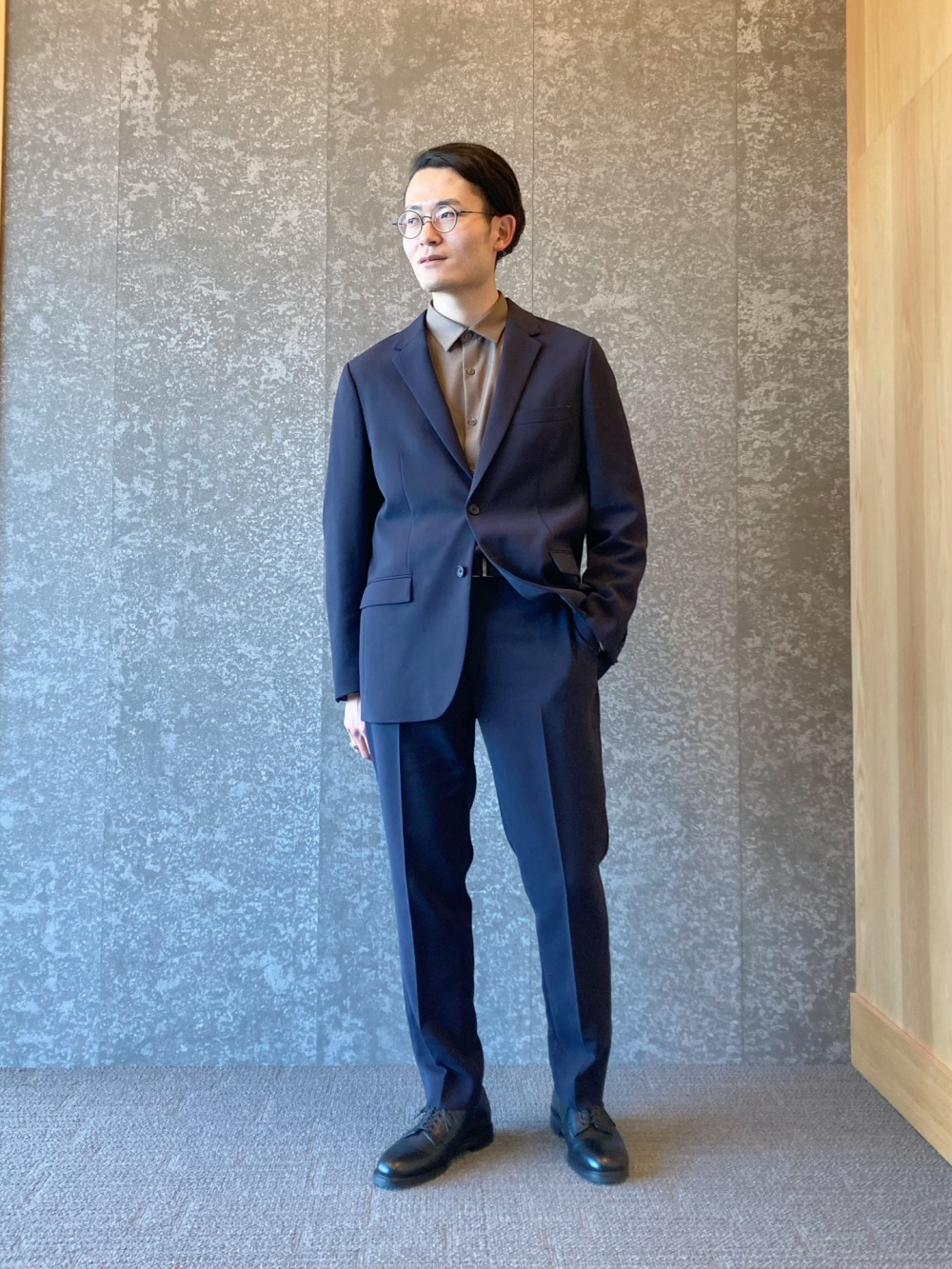 美品✨ PLST ダブルクロスジャケット　トラウザーズ　セットアップ　Lネイビー PLUS STYLE トラウザーズ（ダブルクロス）、ダブルクロスジャケット
