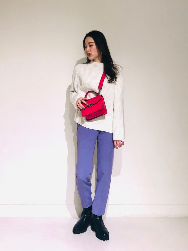 シャギーチェックチェスターコート、PLUS STYLE スティックパンツ