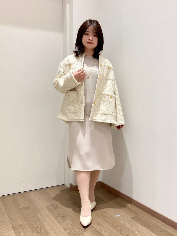 試着のみ】PLST ツイードペプラムジャケット Lサイズ プラステ