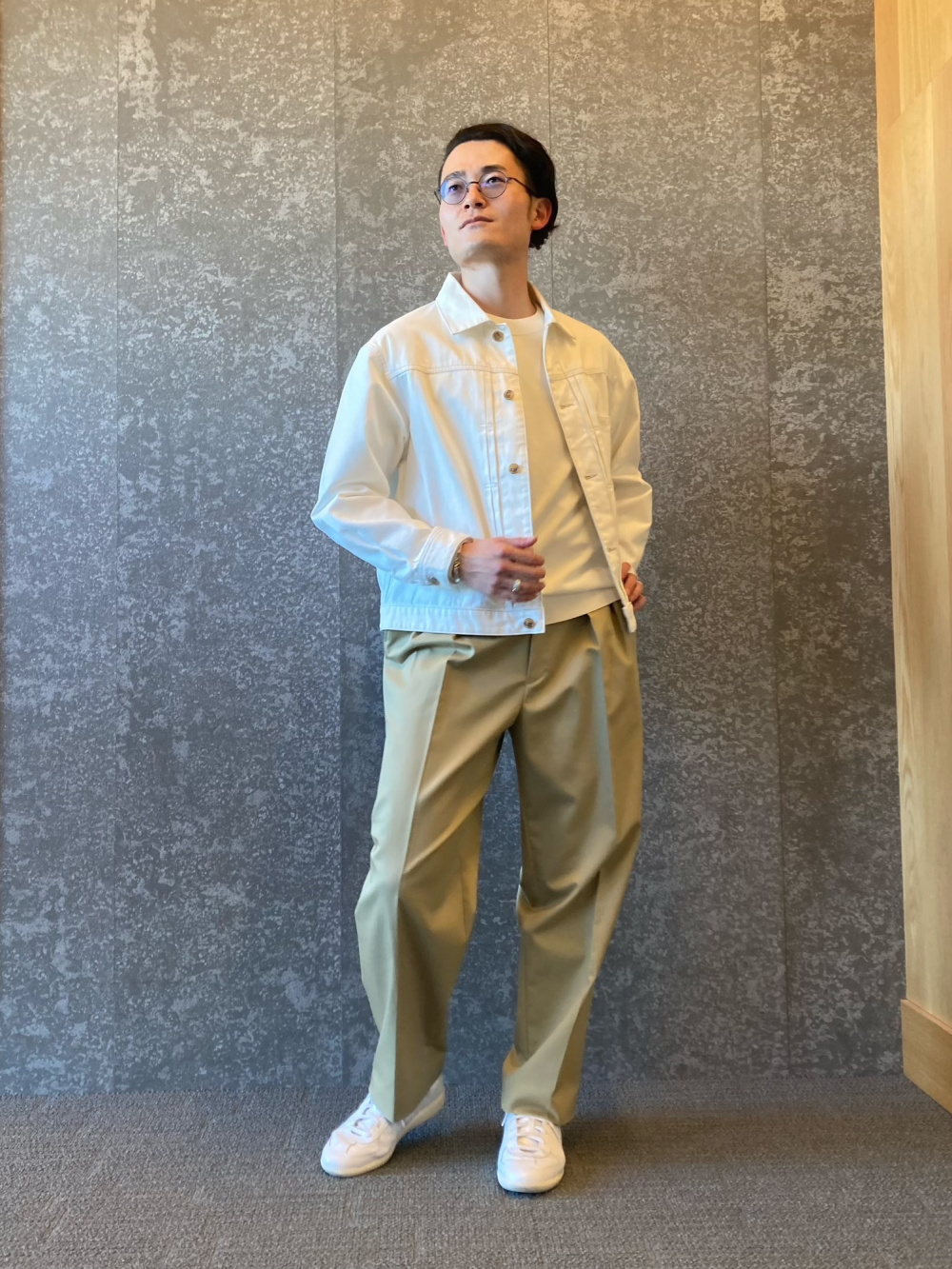 新品✨PLSTダブルフェイスジャージーセットアップ　L　ネイビー ダブルフェイスジャージージャケット、PLUS STYLEトラウザーズ
