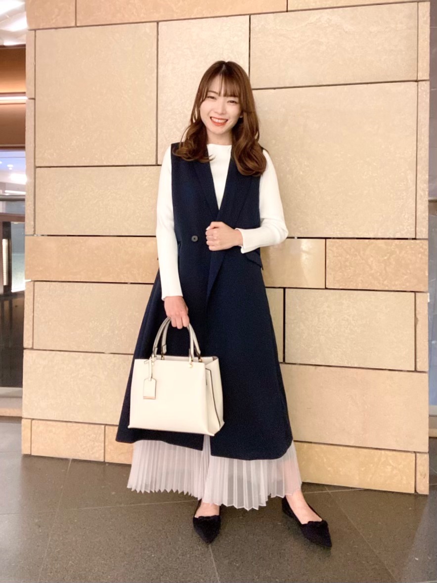プラステワッシャーツイルロングジレネイビーS