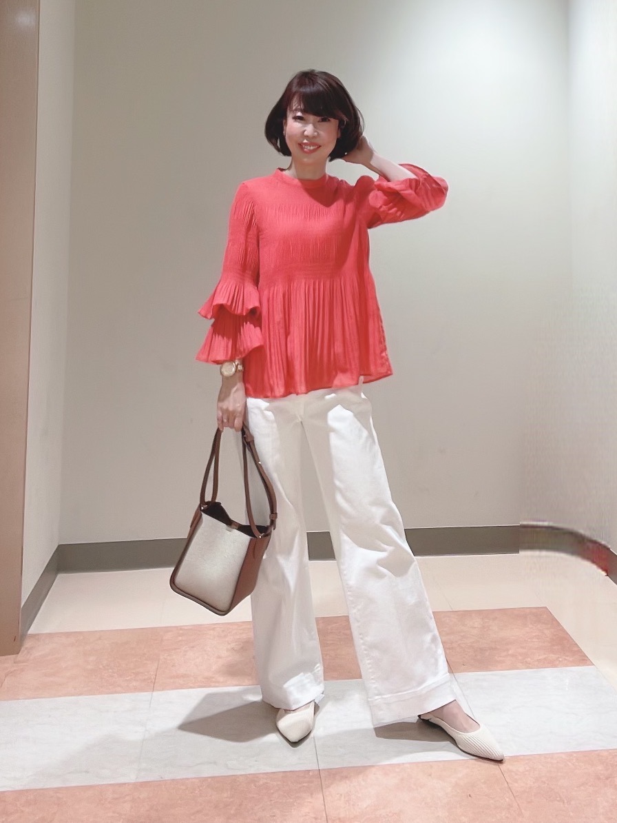 マジョリカプリーツブラウス（長袖）、キャンバスコンビ2WAYミニバッグ
