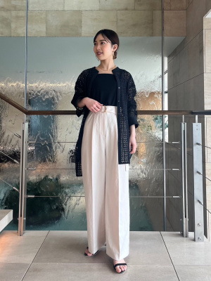 プラステパンツスーツ GLOBAL WORK パンツドレス スゴラクストレッチカットブラウス