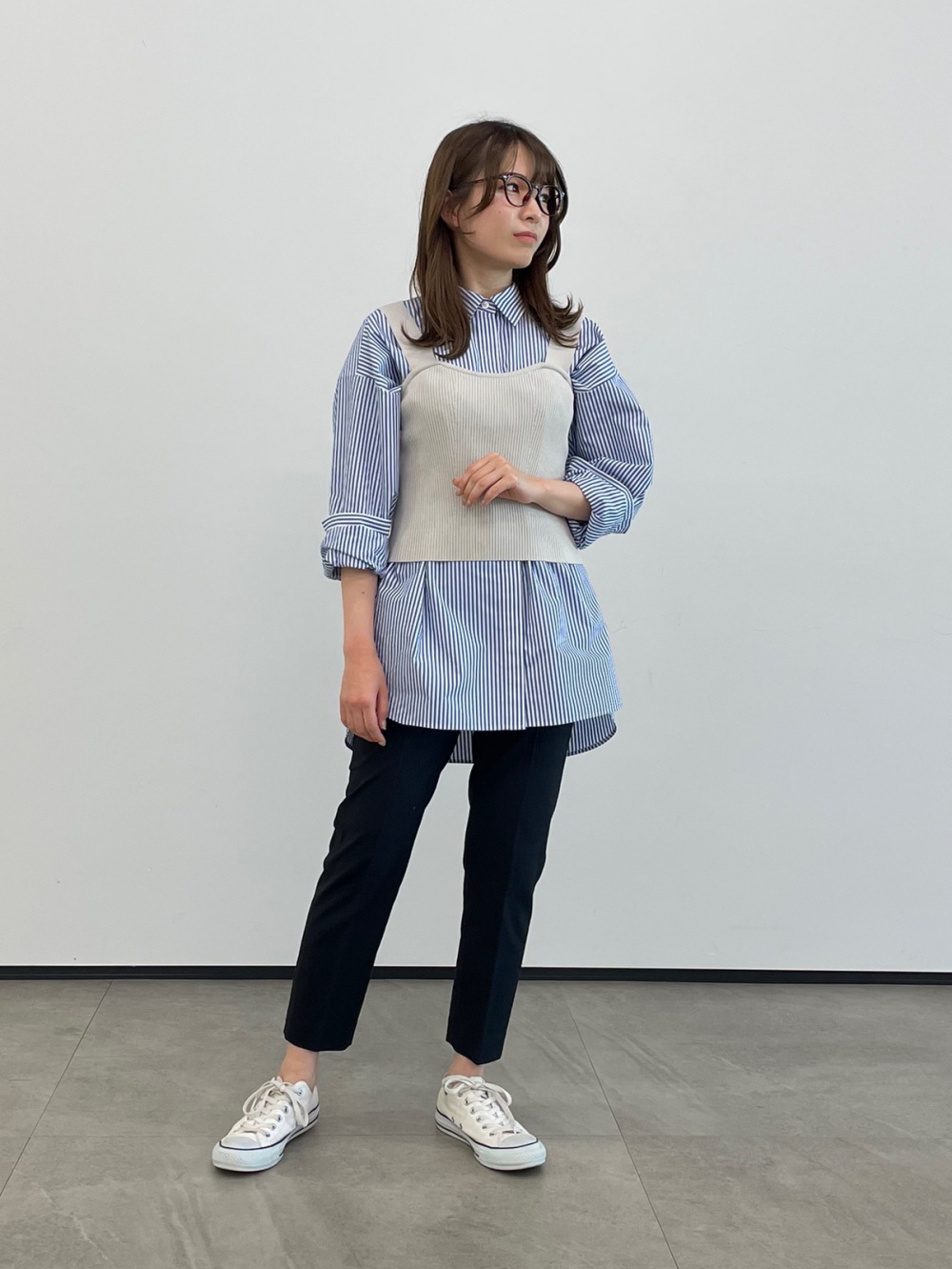 プラステ　ワッシャーツイルロングジレ　ネイビー　S 新品未使用】PLST プラステ ジレ ロング ネイビー S - メルカリ