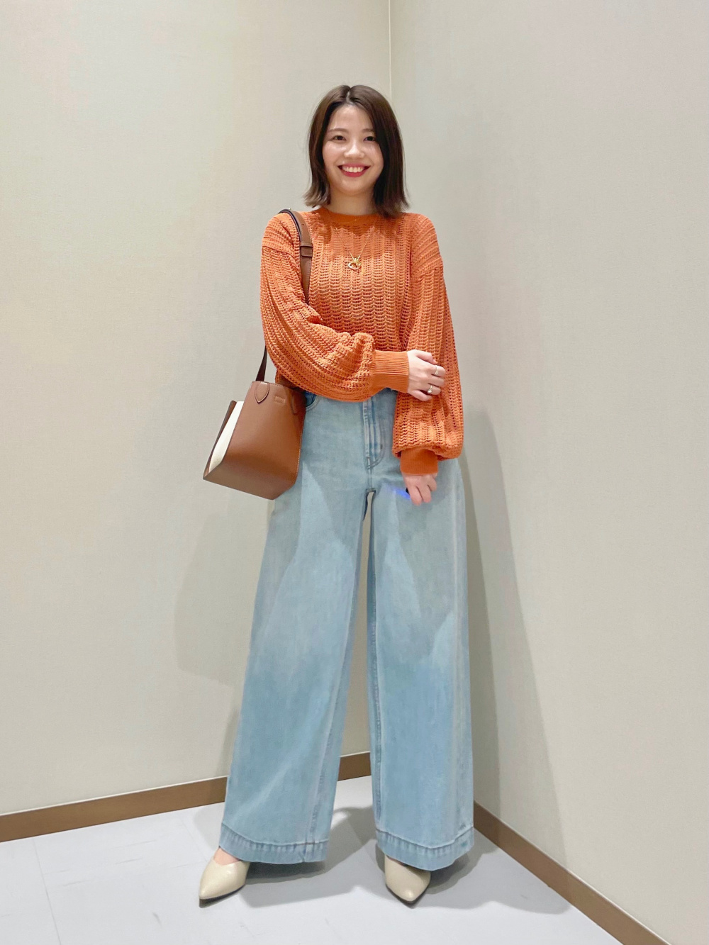 PLST - 【オシャレ☆PLST】オレンジ ブラウンセーター サイズMの