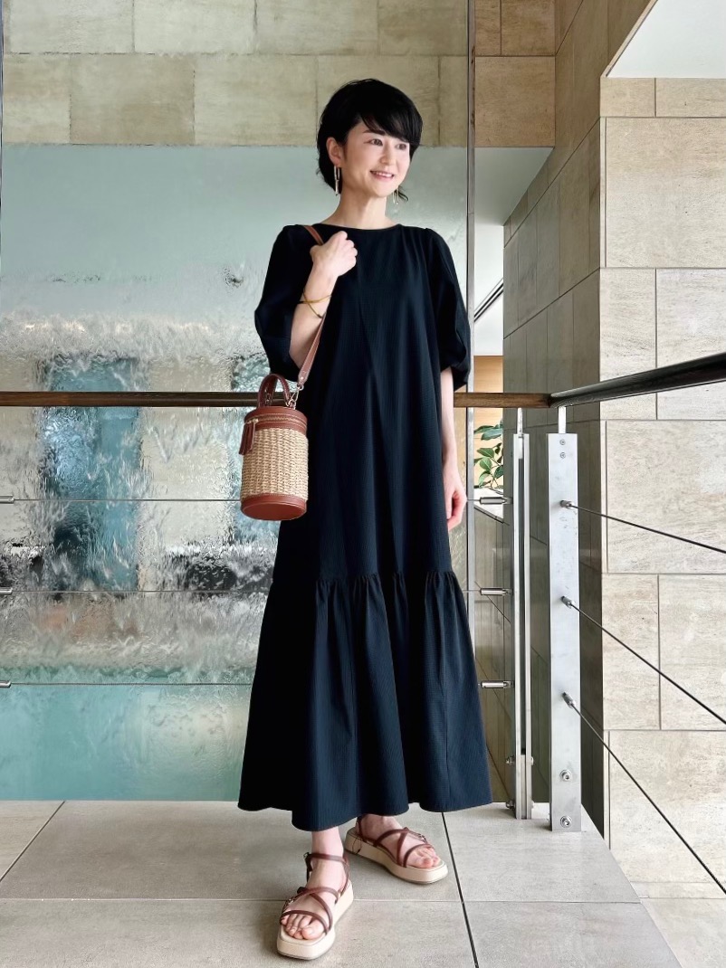 PINUE ドロストネックギャザーワンピース PINUE ドロストネックギャザーワンピース Dress - PINUE