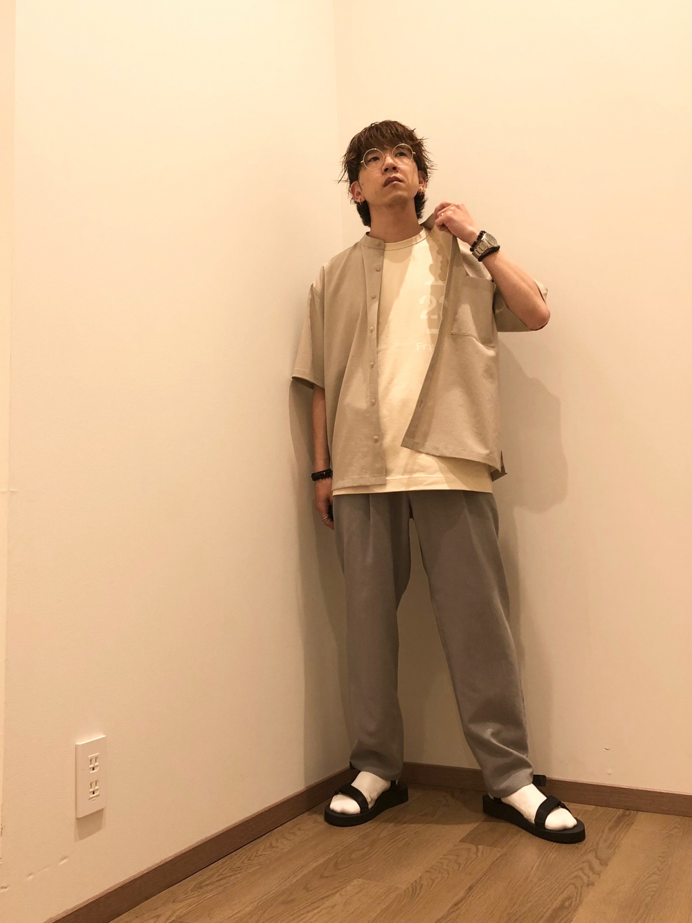 サマートロピカルクロスワンタックテーパードパンツ、サマートロピカル