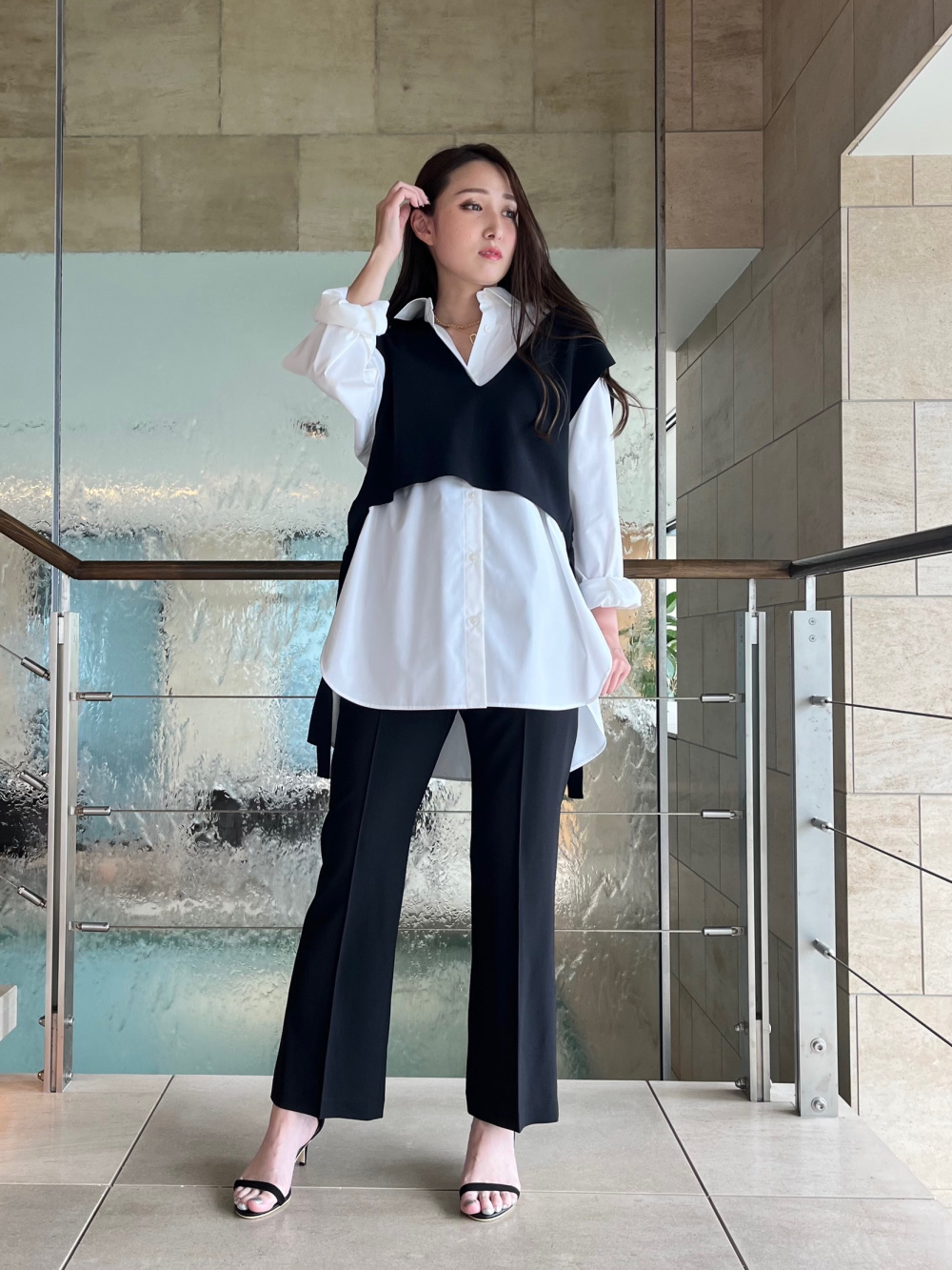 ビスチェニットシャツ 123201030、2WAYライトストレッチスリットフレア  