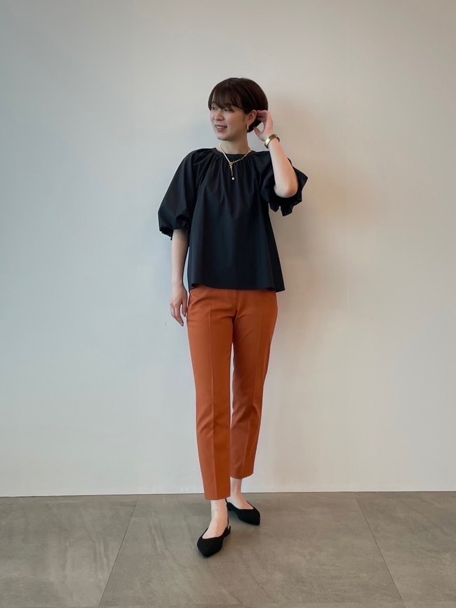 PLUS STYLE スティックパンツ（リネンブレンド）/股下62.3～68.3cm