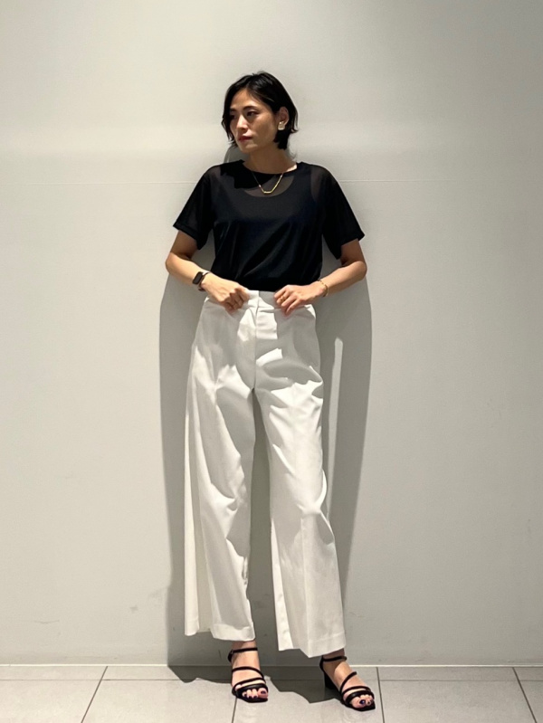 丈長め】PLUS STYLE ワイドパンツ（リネンブレンド