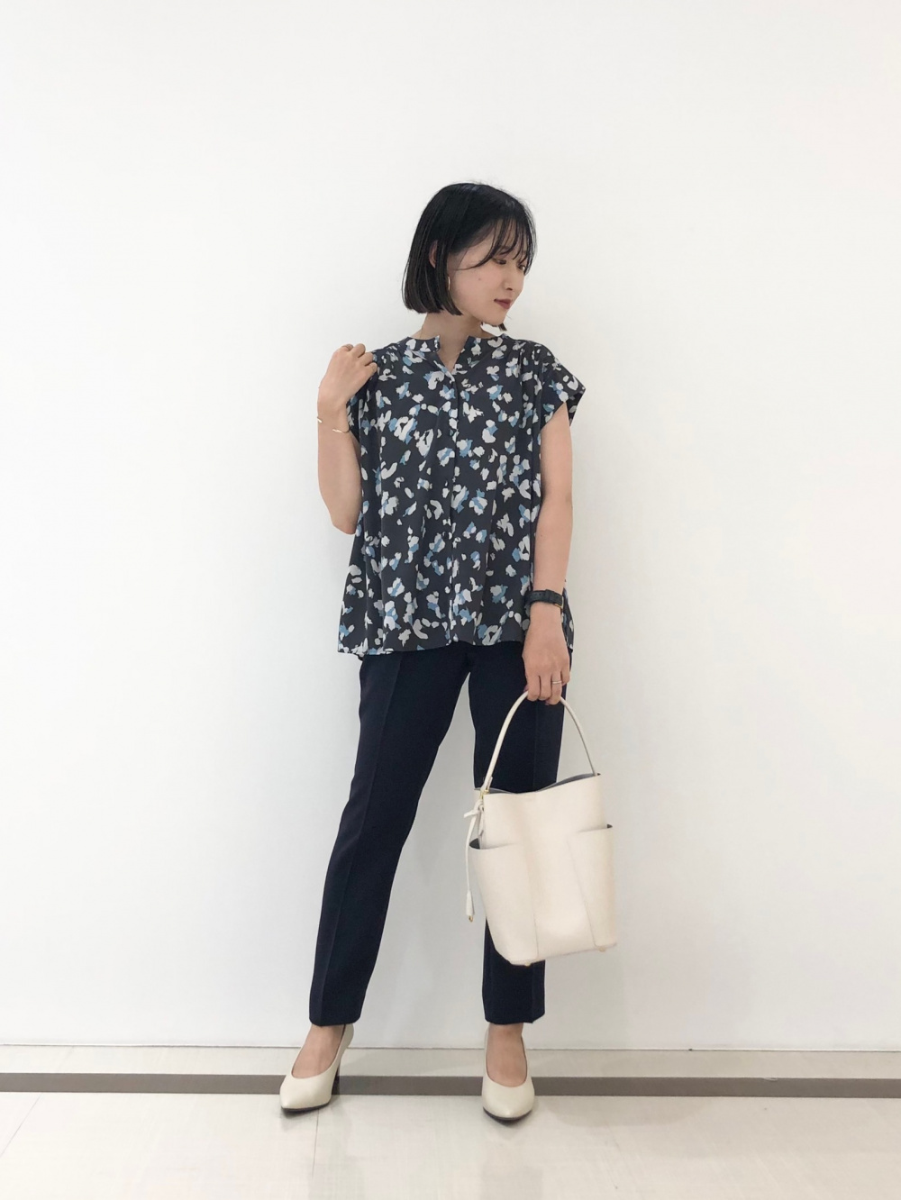 PLUS STYLEパンプス（ハイヒール） 123150302、フェイクパールペプラム  