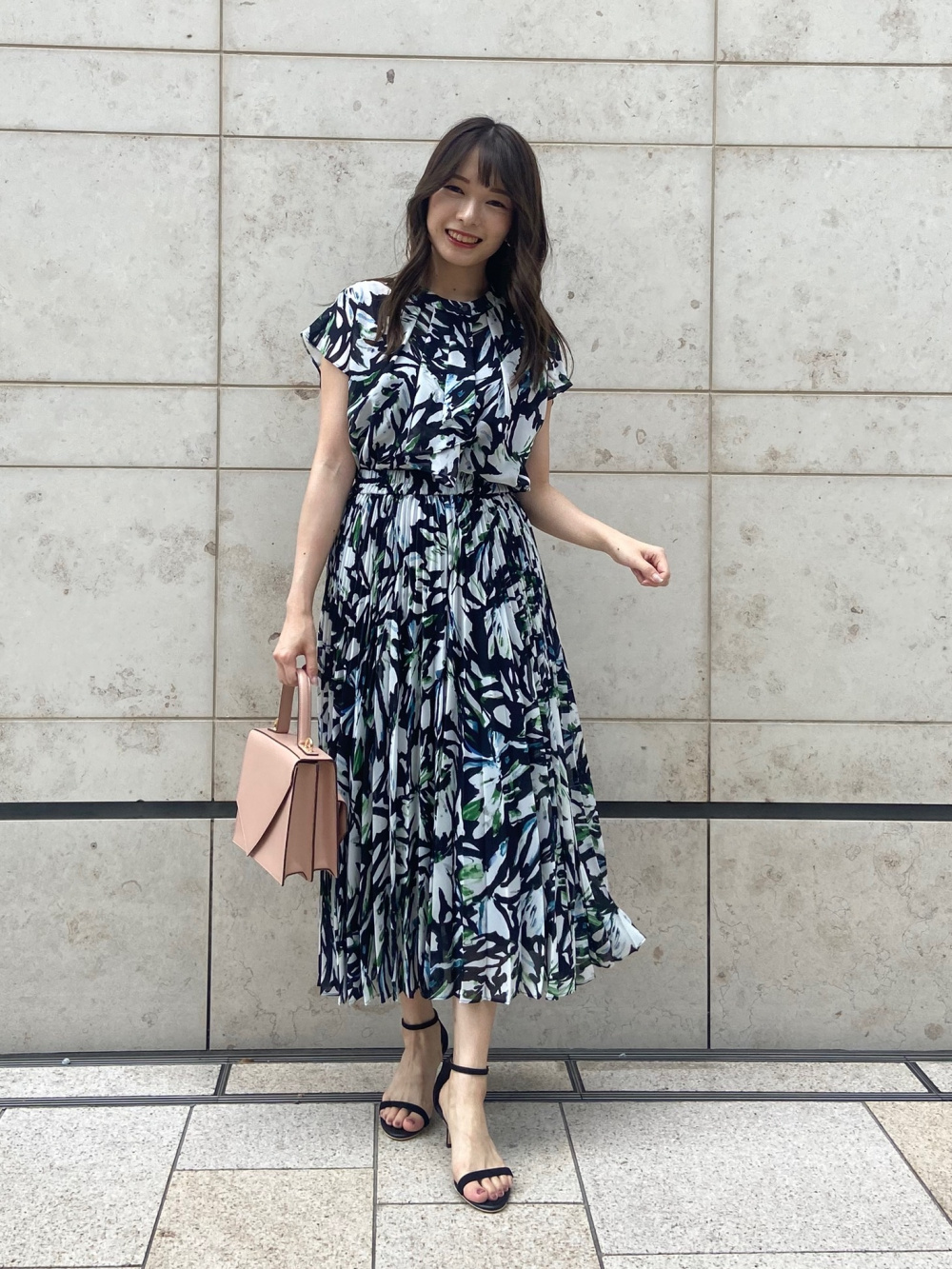 ワッシャーツイルAラインベルテッドジレ、シアープリント