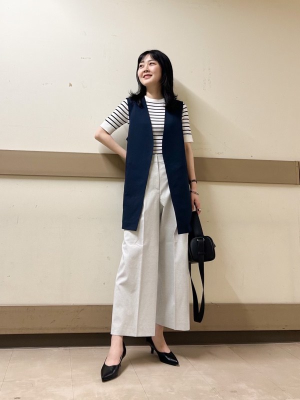 PLST セットアップスーツ Mサイズ リネン混 アイボリー ワイドパンツ