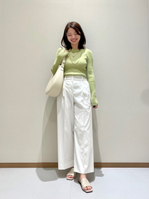 PLST リネンブレンドワイドパンツ　白　xs