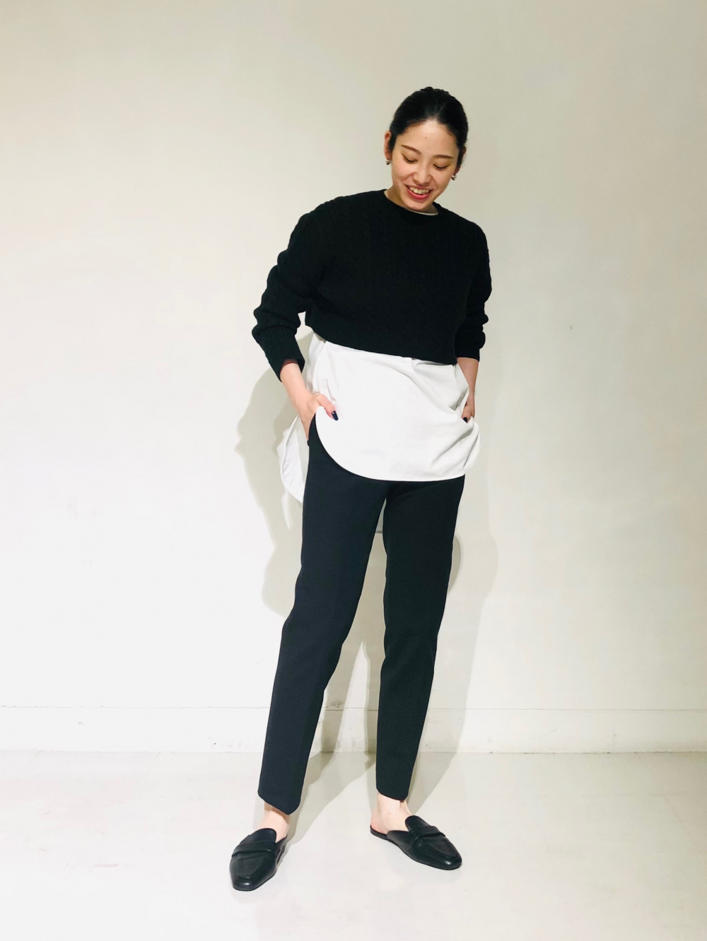 カットジャカードペプラムブラウス（7分袖）、PLUS STYLEスティック 