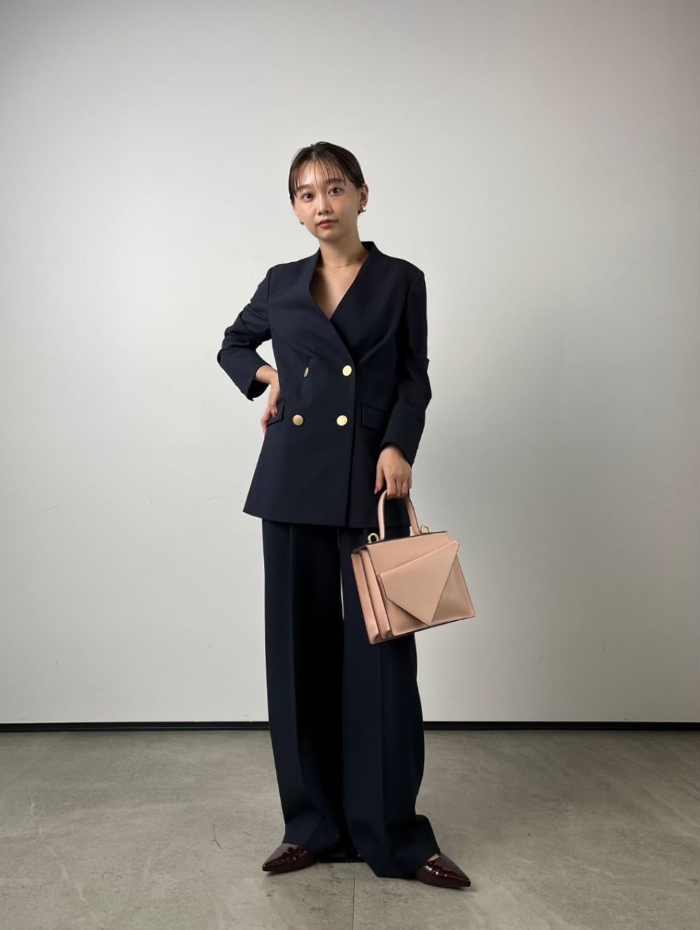 PLST ブラッシュドバックダブルジャケット ブラッシュドバックダブルジャケット、フェイクパールミックス