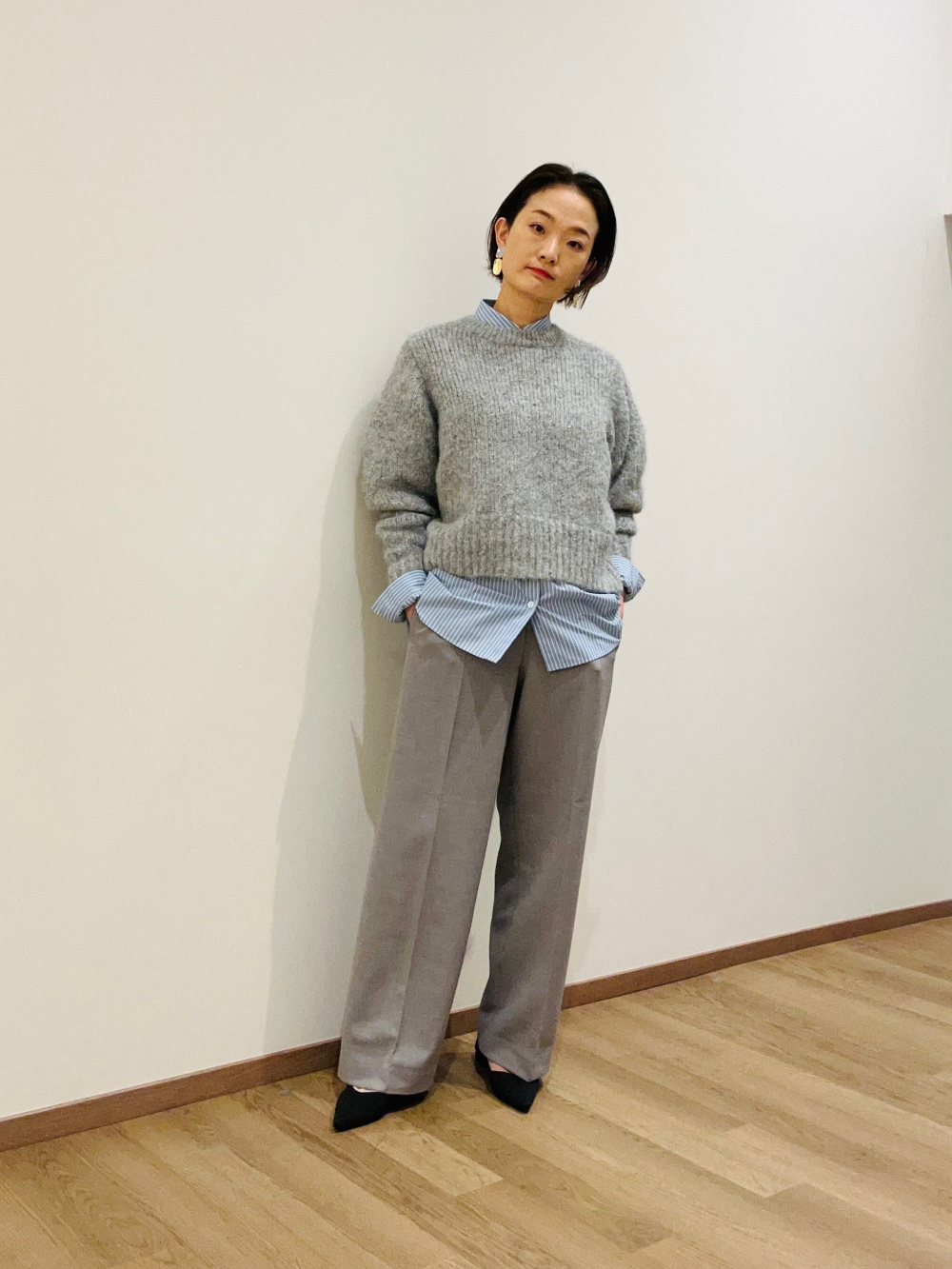 ツイードミドルジャケット、ジョーゼットボックスプリーツワンピース