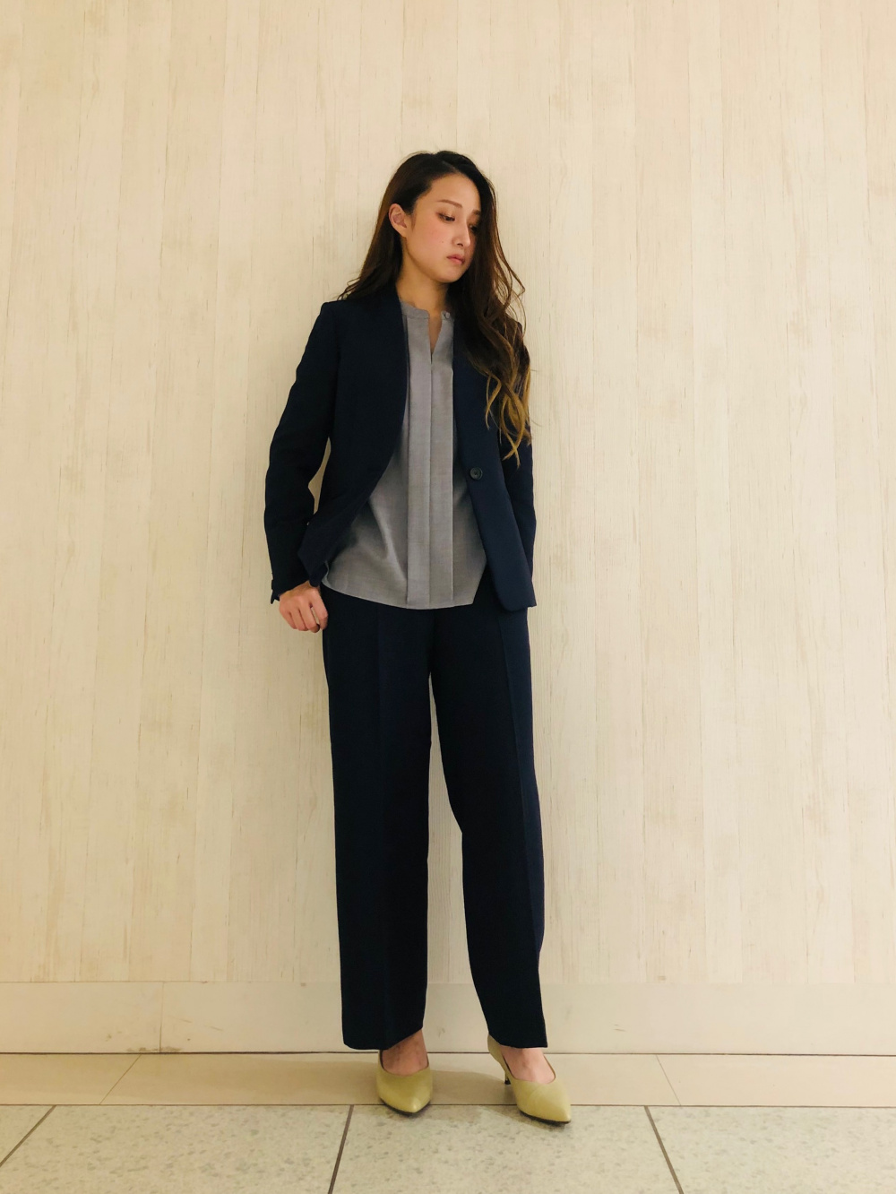 【極美品】PLST セット　ウォームリザーブ ノーカラージャケット ワイドパンツ 2024年モデル ウォームリザーブカラーレスジャケット、2024年モデル