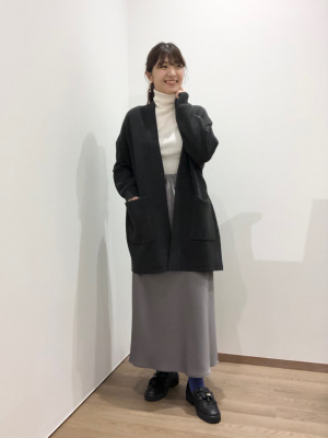PLST フード付きコーディガン L グレー PLST(プラステ)公式 | ダブルフェイスコーディガン