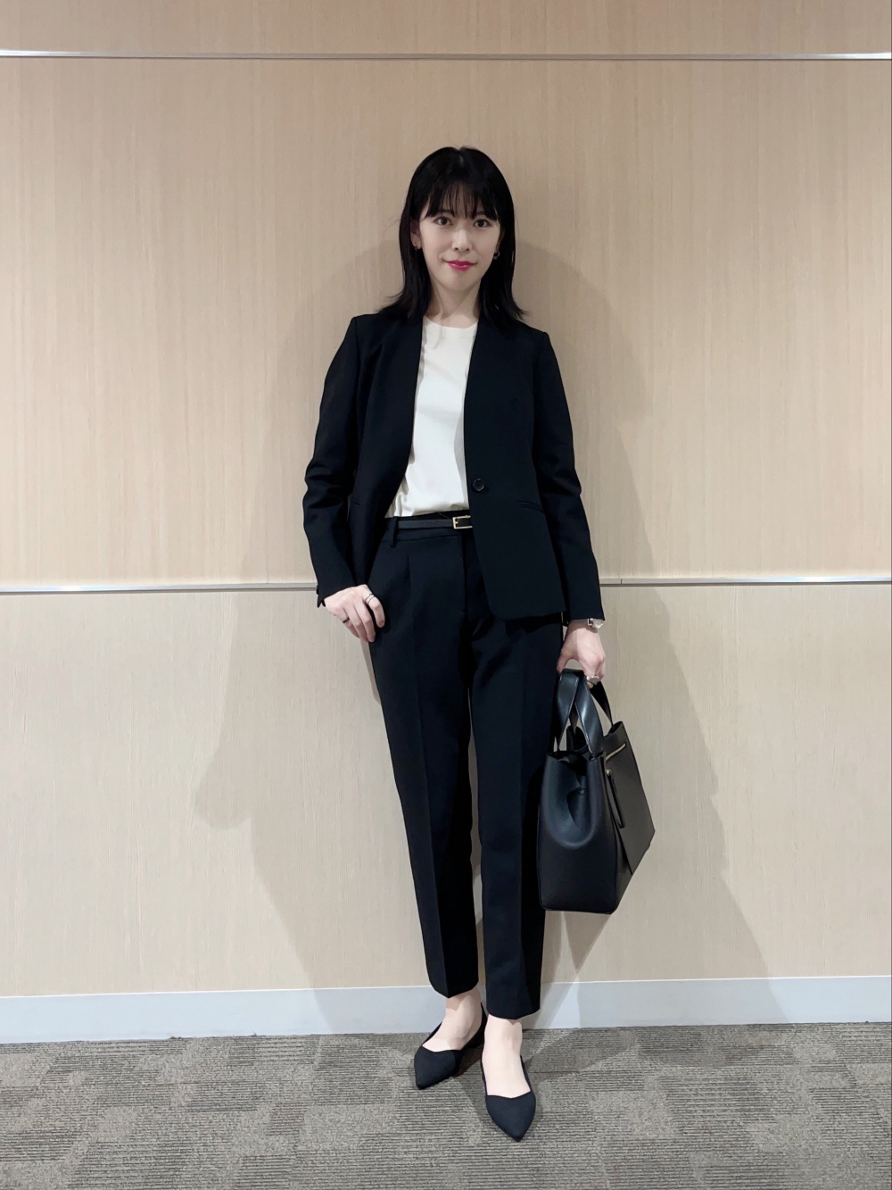 マンテコノーカラーハーフコート、フェイクレザービットローファー」の