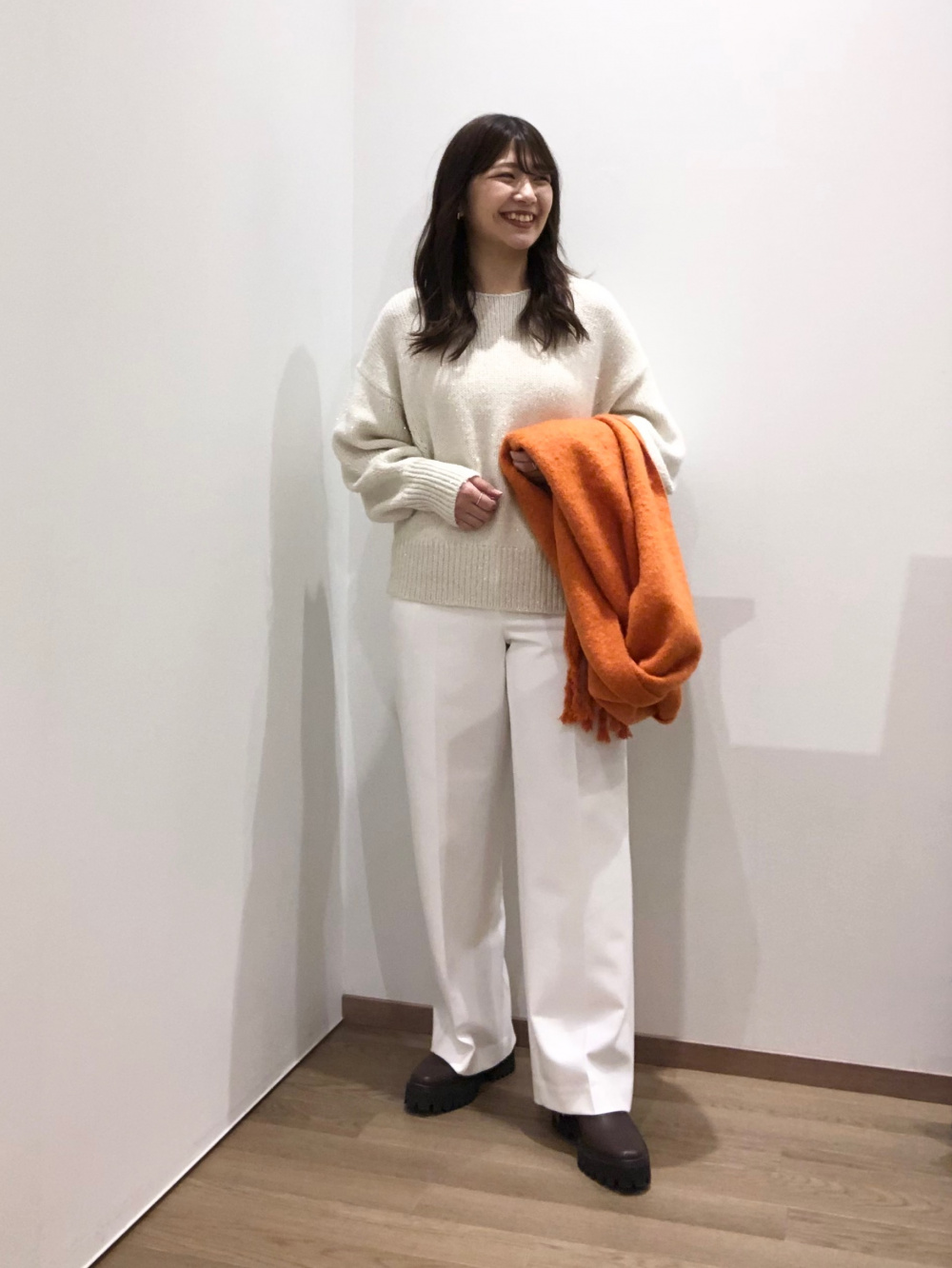 PLUS STYLE ワイドパンツ（ウォームリザーブ）（マシンウォッシャブル  