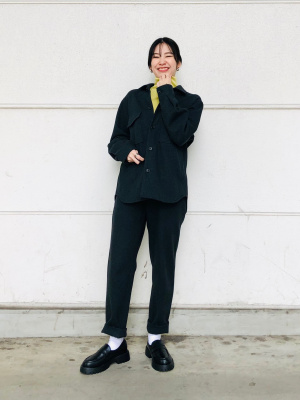 現行タグ　PLST プラステ　ノーカラーセットアップ　パンツ　ウォッシャブル PLST プラステ ノーカラー スーツ セットアップ パンツ ネイビー