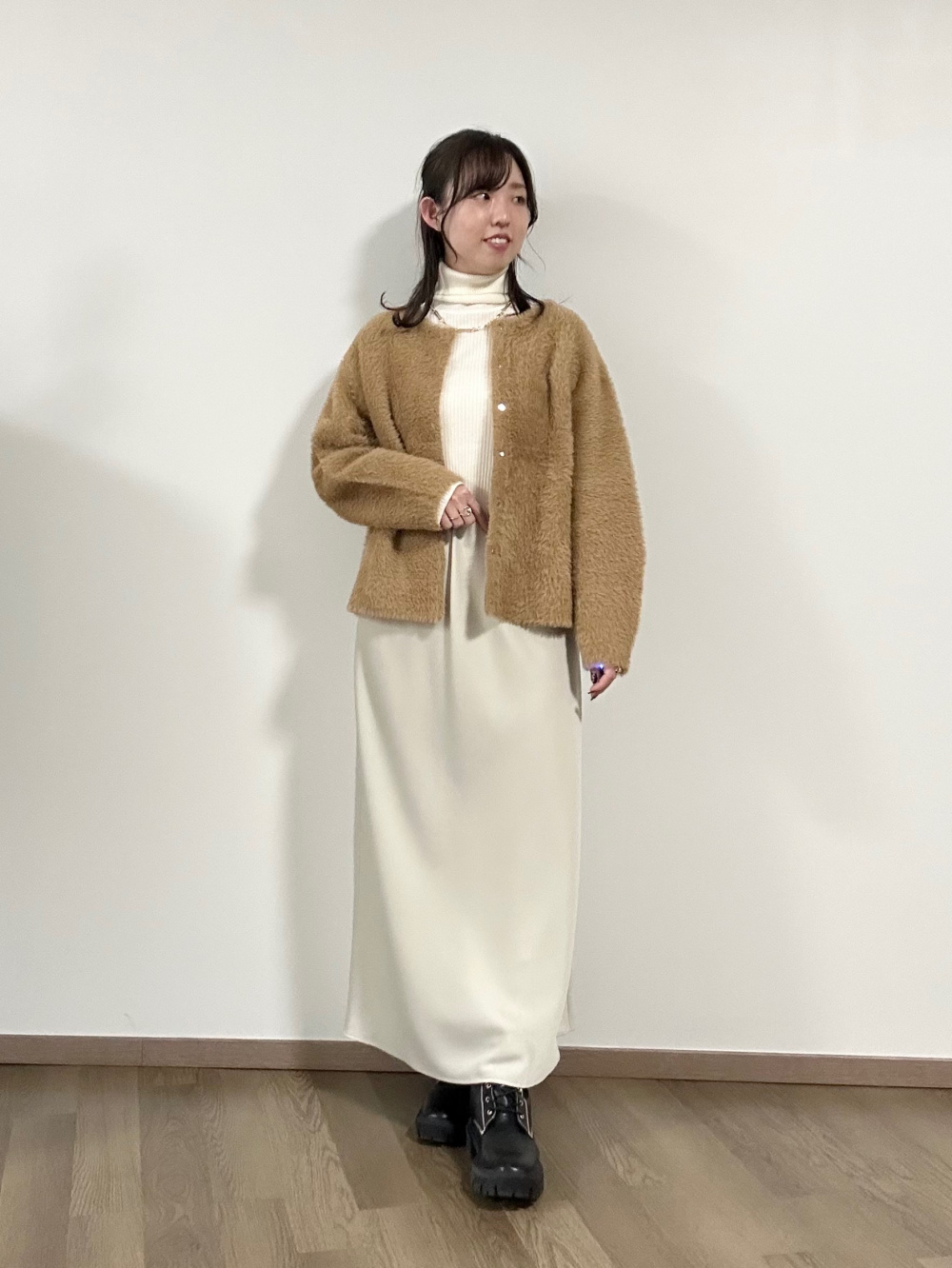 フェザーヤーン2WAYカーディガン 123403005」の着用コーディネート 