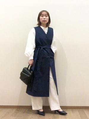 プラステ　ブラッシュドバック2WAYロングジレ　ネイビー　S PLST(プラステ)公式 | ブラッシュドバック2WAYロングジレ