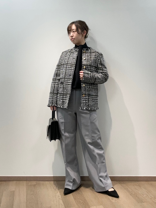 美品　PLSTツイードノーカラージャケット　濃紺 PLST(プラステ)公式 | ツイードノーカラージャケット