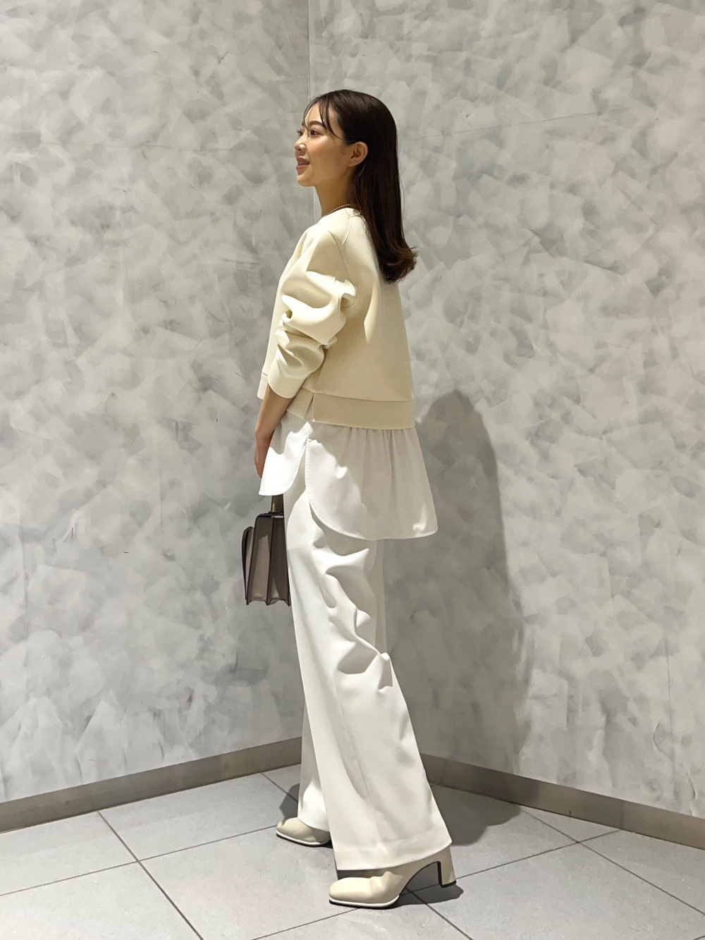 ブラッシュドバックダブルジャケット、PLUS STYLE ワイドパンツ