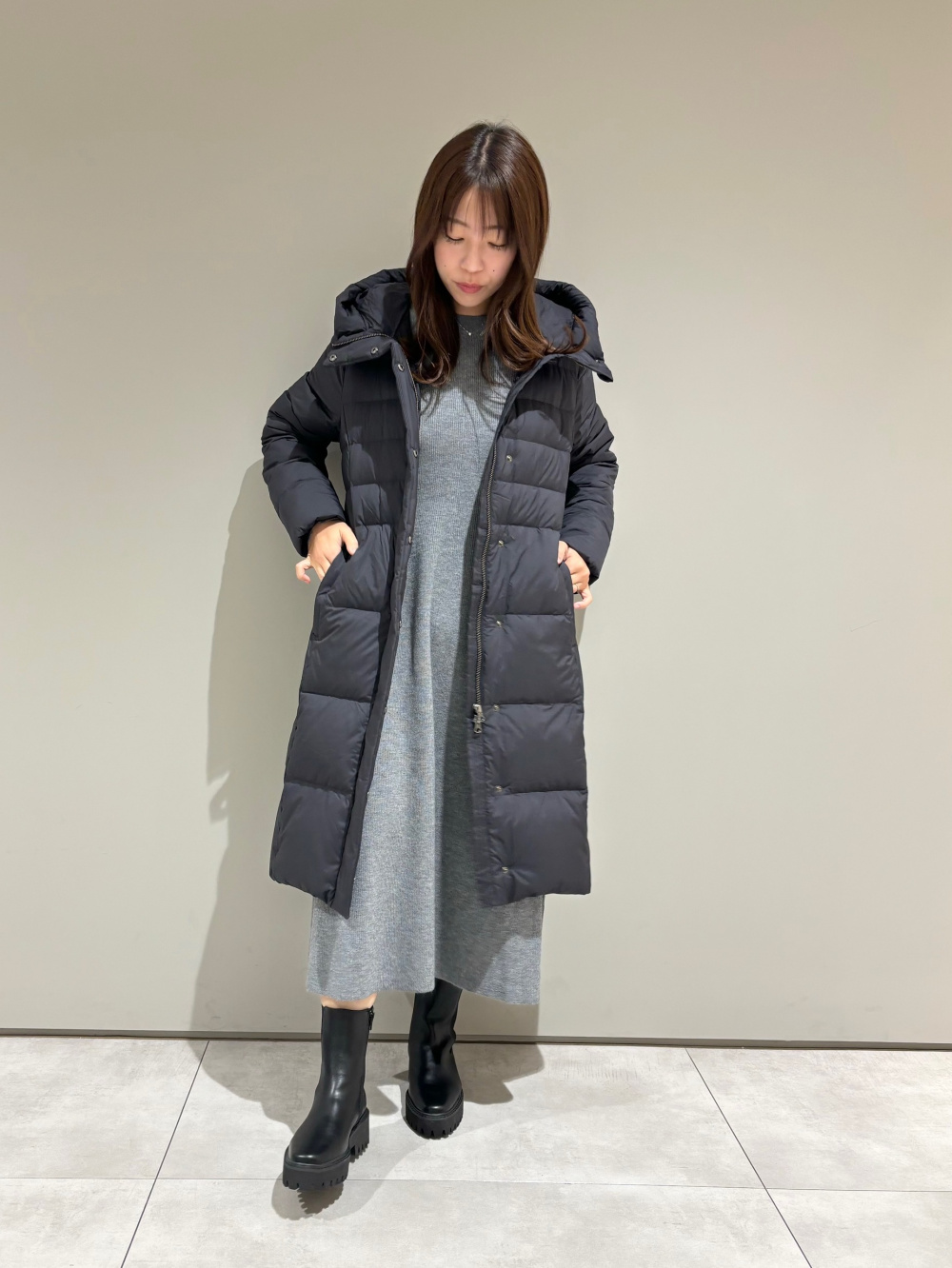 PLST プラステ　ストレッチロングダウンコート　ブラック PLST(プラステ)公式 | ストレッチロングダウンコート