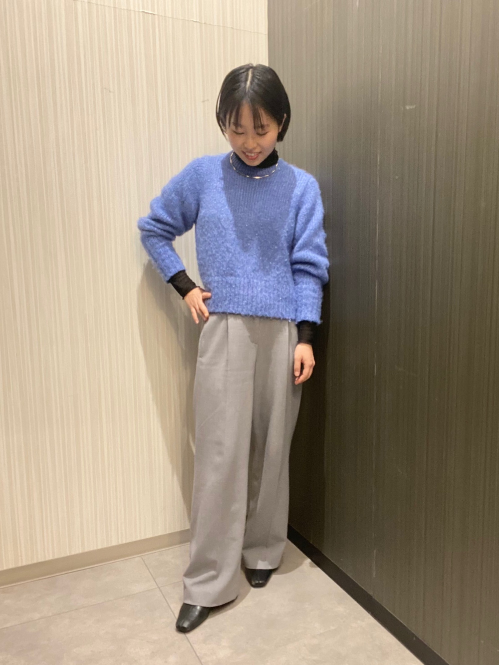 ウールブレンドパラシュートカーゴパンツ、スパンコールバック