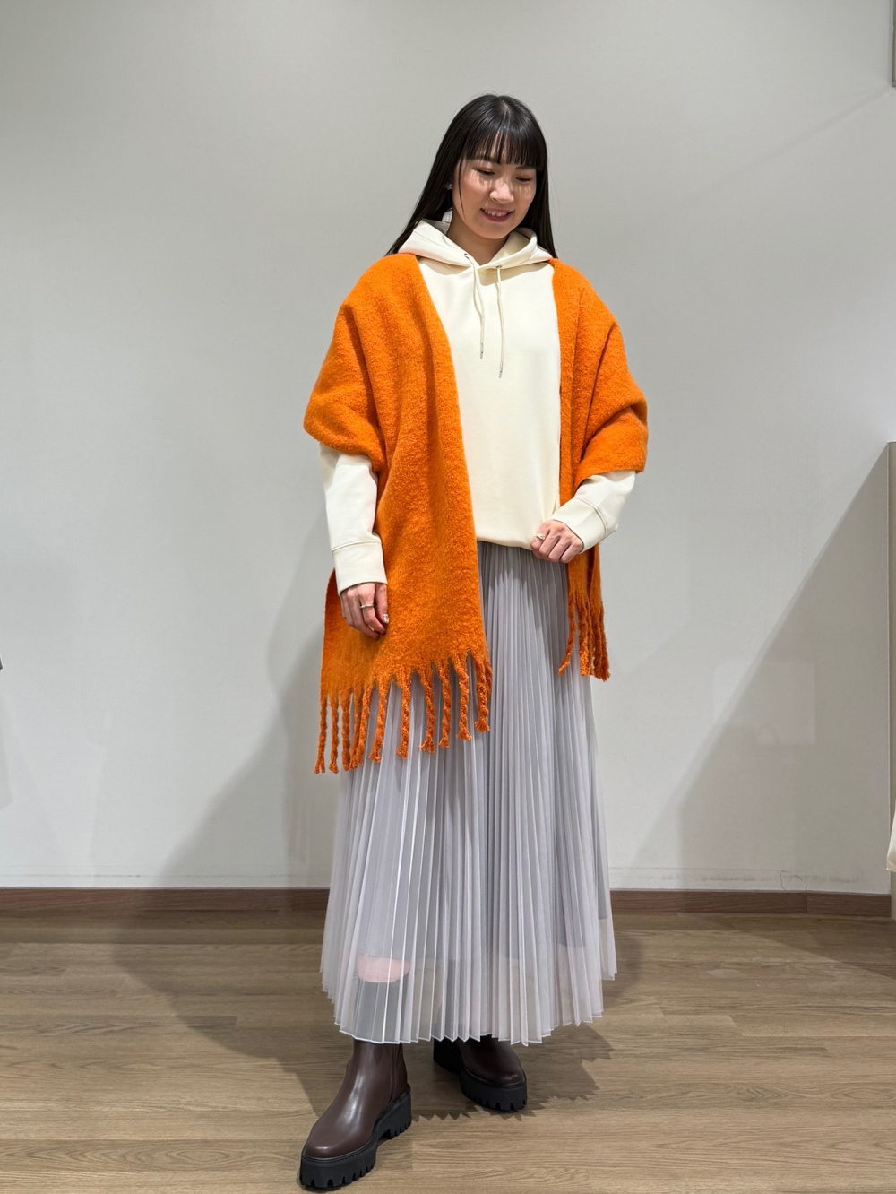 ツイードノーカラージャケット（ラメ糸入り）、フェイクファー