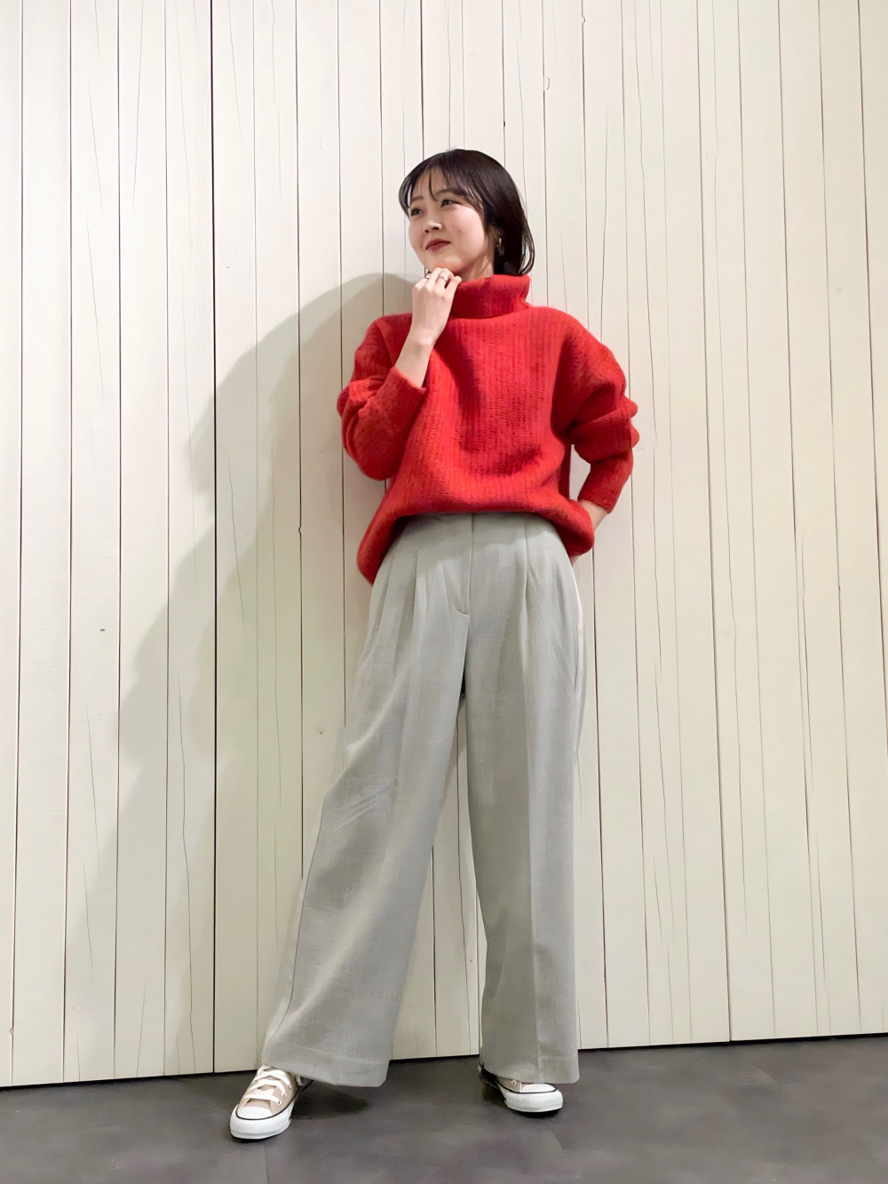 アルパカブレンドタートルネックセーター（長袖）、PLUS STYLE ワイド 