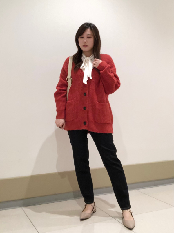 アルパカブレンドカーディガン（レディース）の着用