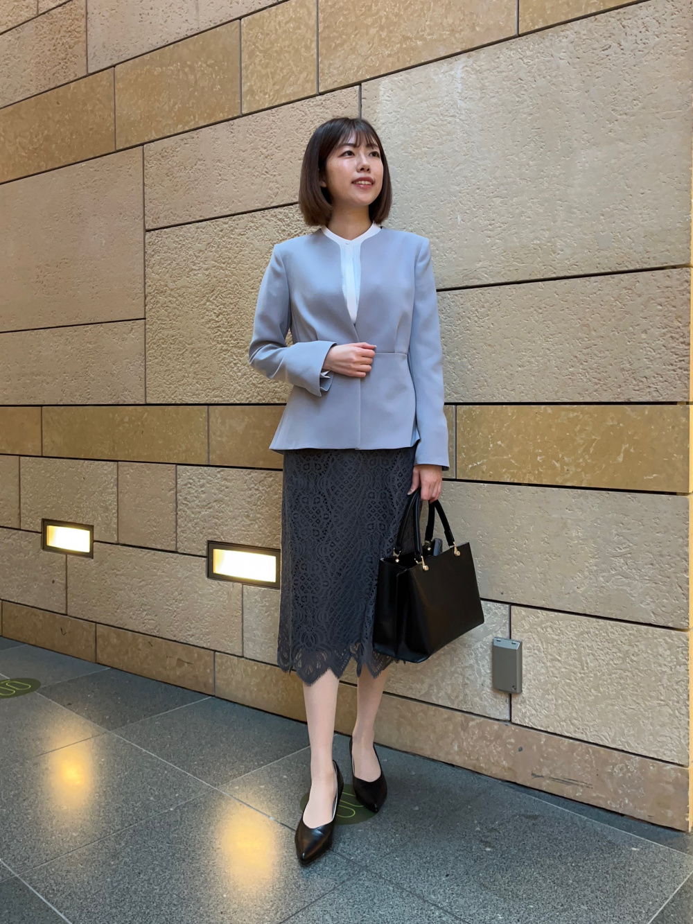 パネルボーダークルーネックセーター 363101101、トリアセブレンド  