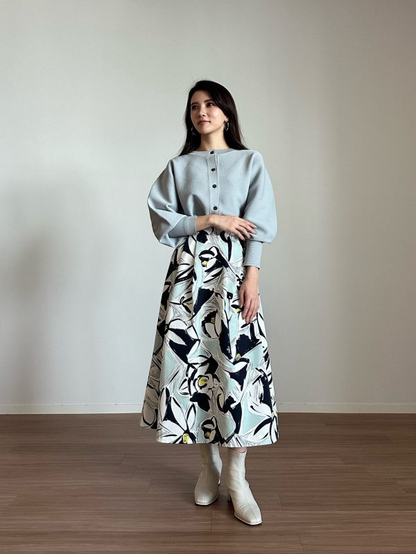 プラステ アートフラワープリントフレアスカート プラステ アート