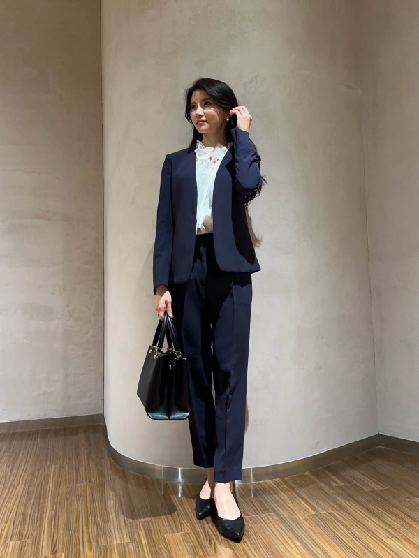 Smile　　　ワッシャーツイルロングジレ　ネイビー　S プラステワッシャーツイルロングジレネイビーS