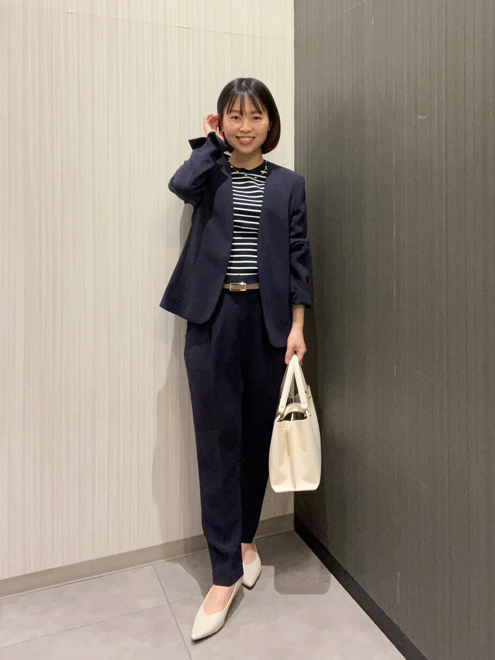 ブラッシュドバックダブルジャケット、【丈長め】テーパードパンツ