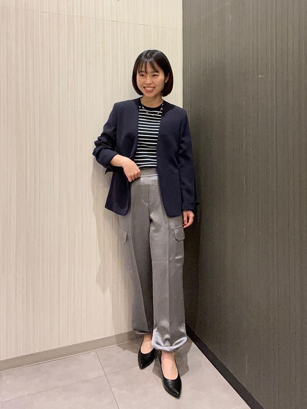 ブラッシュドバックダブルジャケット、【丈長め】テーパードパンツ