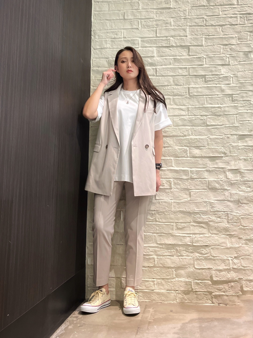 2WAYライトストレッチダブルジャケット、シルキーコットンブレンド