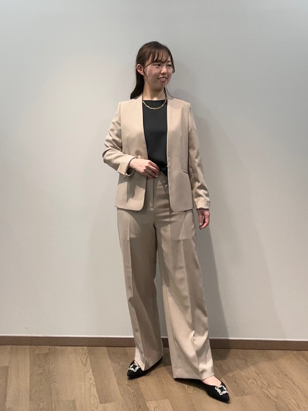 プラステ　プレミアムオックス　ジャケットパンツ　ベージュ　S PLST(プラステ)公式 | プレミアムオックスカラーレスジャケット