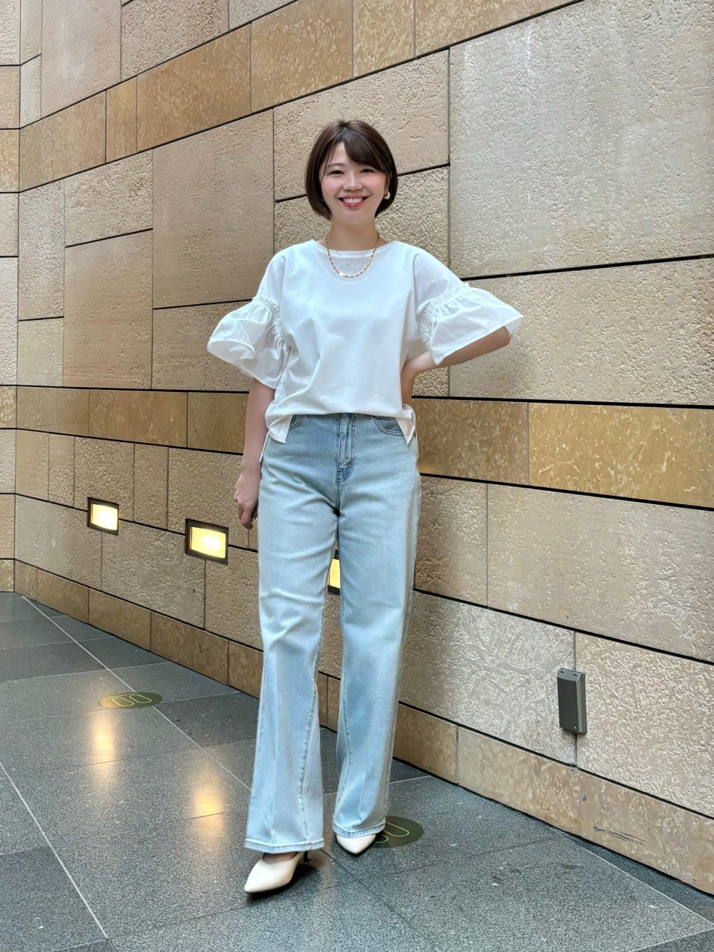PLUS STYLEハイライズワイドジーンズ 124106002 124106021 124306005 