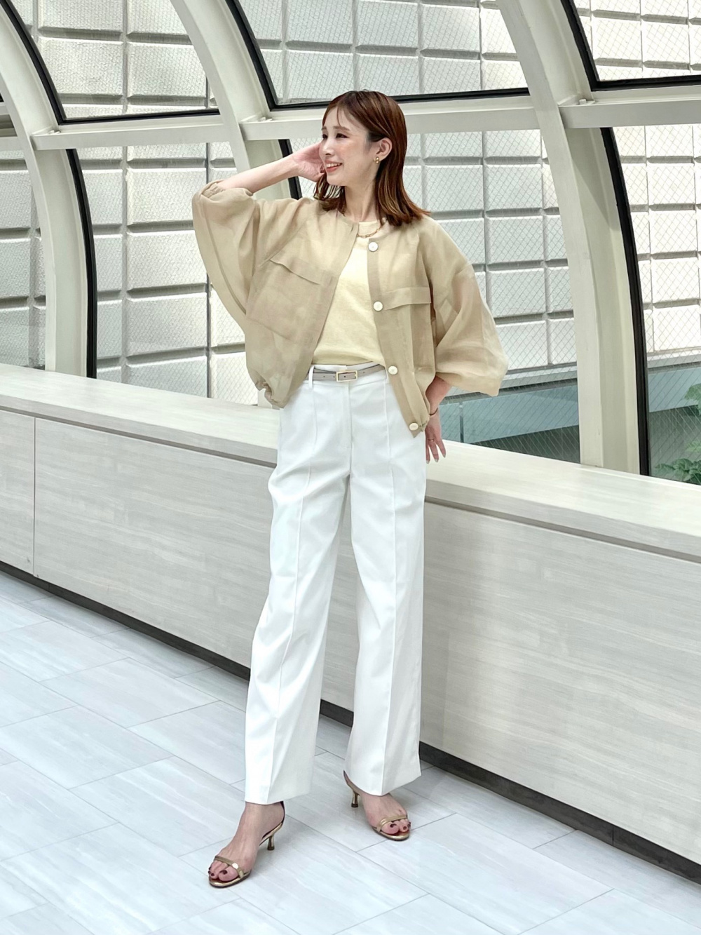 定番【プラステ】ウールブレンドウォームリザーブ パンツスーツ ベージュ S/XS PLST(プラステ)公式 | ウォームリザーブカラーレスジャケット