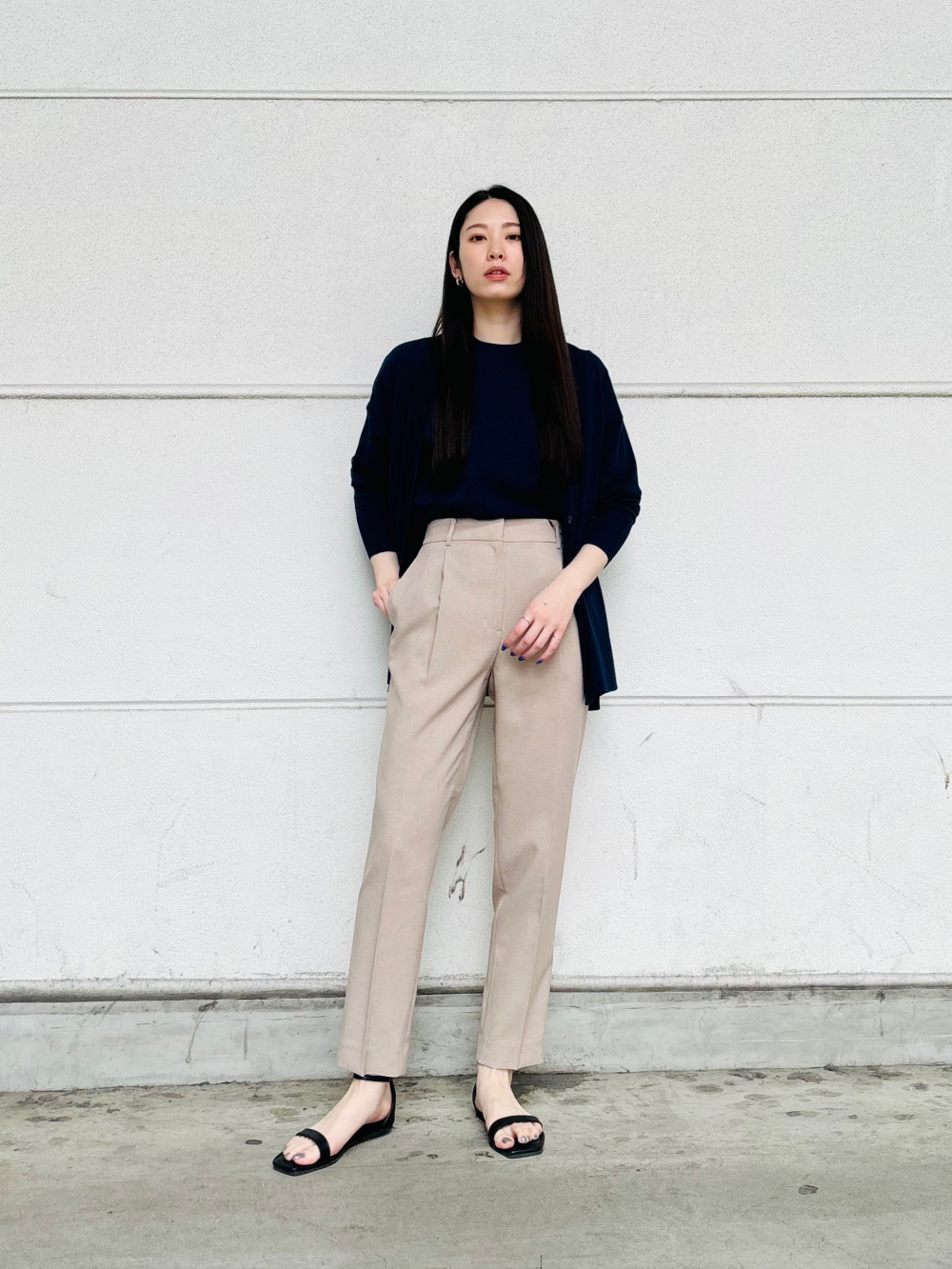 2WAYライトストレッチダブルジャケット、コットンリブクルーネック