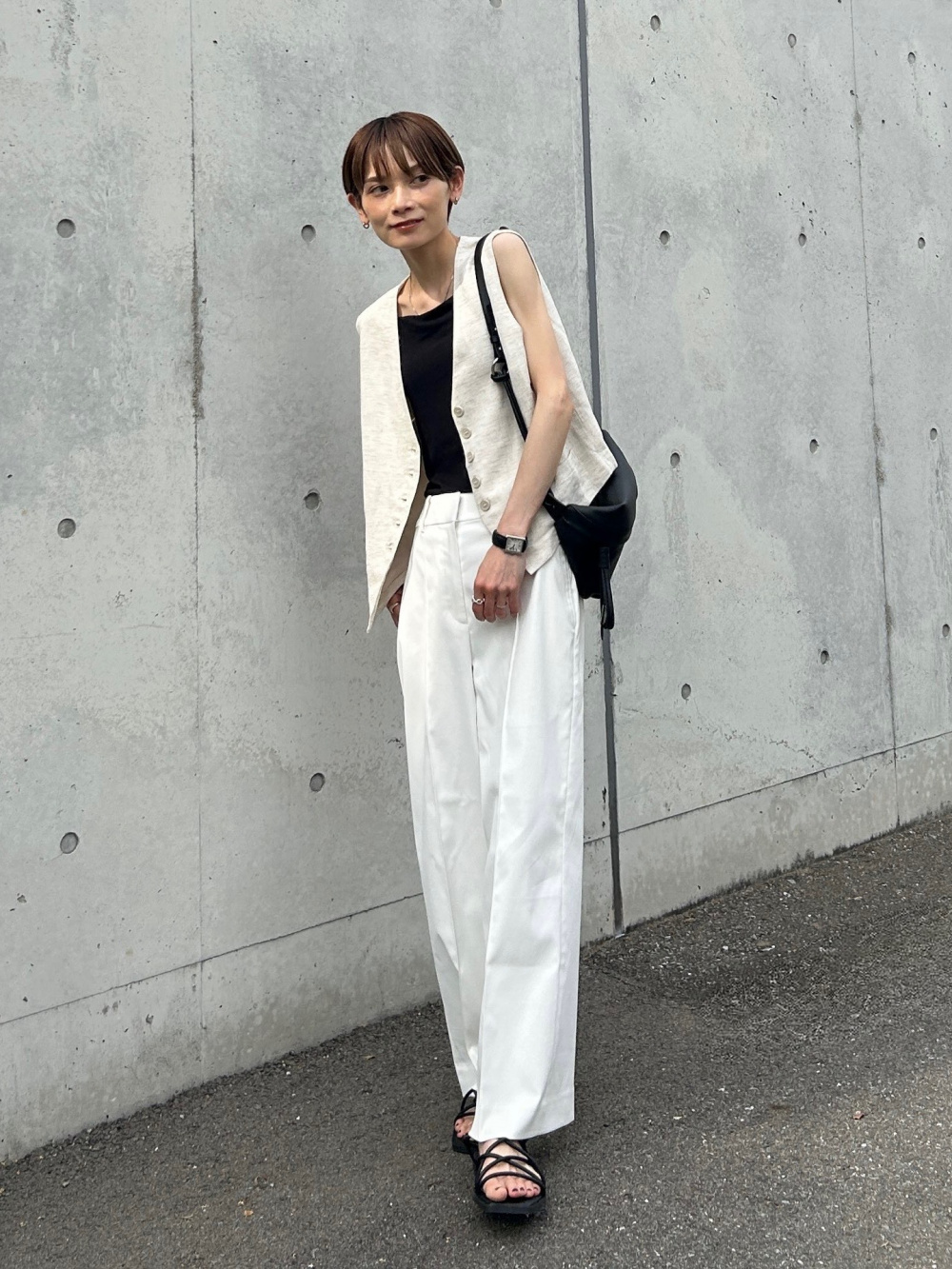 2024年モデル ワイドパンツ（リネンブレンド）、リネンブレンドダブル