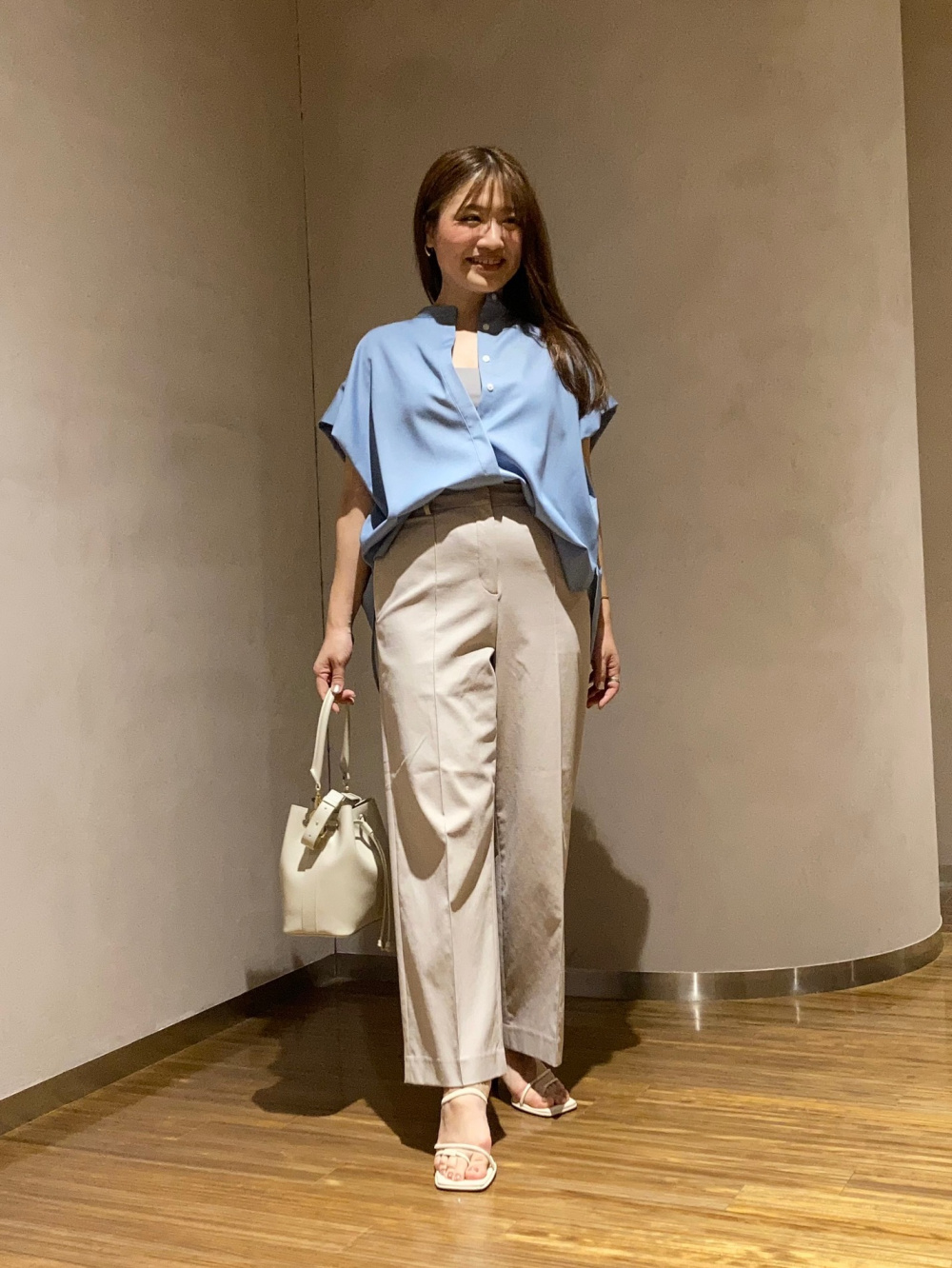 2024年モデル ワイドパンツ（リネンブレンド）、リネンブレンドダブル